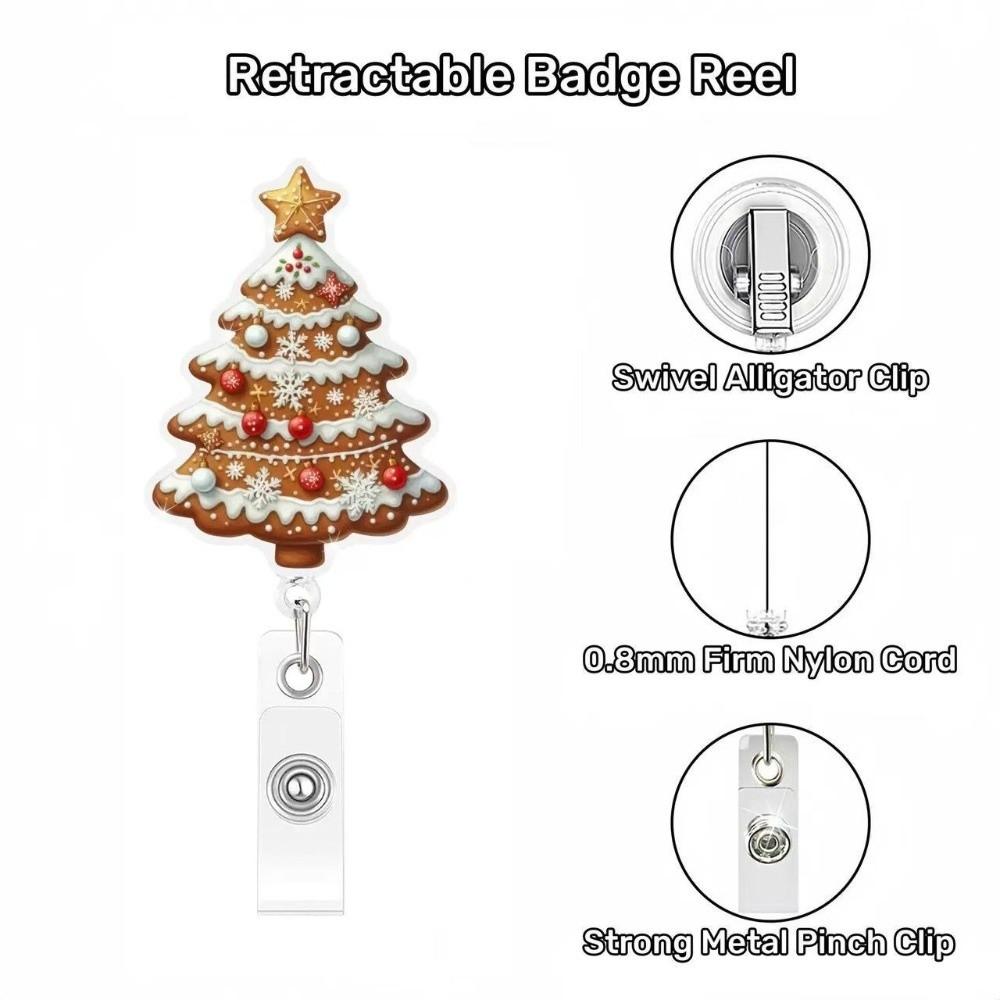 Pink Santa Christmas Badge Holder Santa Claus Badge Reel Funny Retractable Badge Reel Office