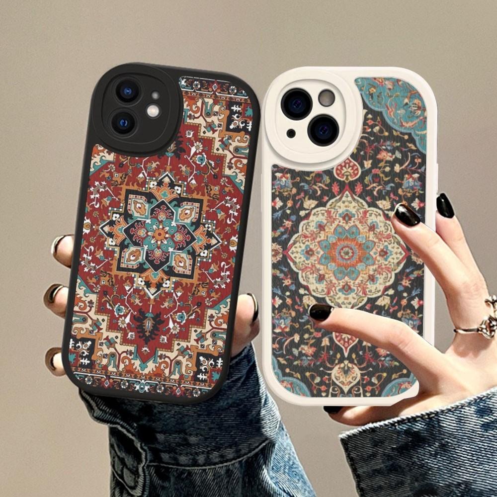 Чехол для телефона 'Персидский ковер Цветочный узор' Жесткая кожа Для IPhone 16 15 14 13 12 Mini 11 14 Pro Max Xs X Xr 7 8 Plus Fundas