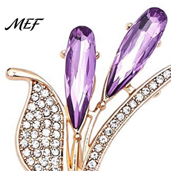 Wedding Brooch Pin Ear of Wheat with Rhinestone, Faux Purple Crystal Women Dainty Jewelry Lapel Pin, for Coats Sweaters Scarves Elegant Alloy
