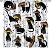 Mid Century Moon Cat Curtain Retro Black Cat Leaves Sun Moon Leaves Boho Abstract Geometric Arch 70s Window Drapes for Bedroom