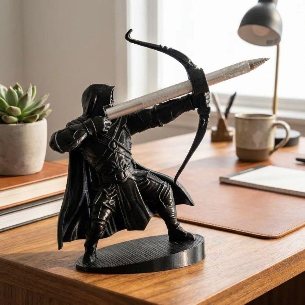Ретро Подставка для ручек Лучник 3D-печатная скульптура Самурая Настольный держатель для ручек Домашний декор
