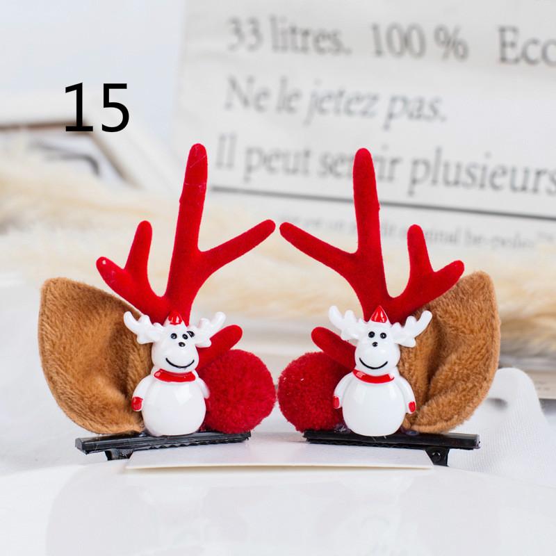 Рождественская заколка для волос Детская заколка для волос Рог оленя Двойной зажим Рождественский подарок Праздничные принадлежности Утка Зажим для стакана