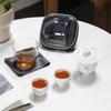 Suet jade porcelain outdoor portable travel tea set ceramic cover bowl express cup light luxury high-end one pot two cups