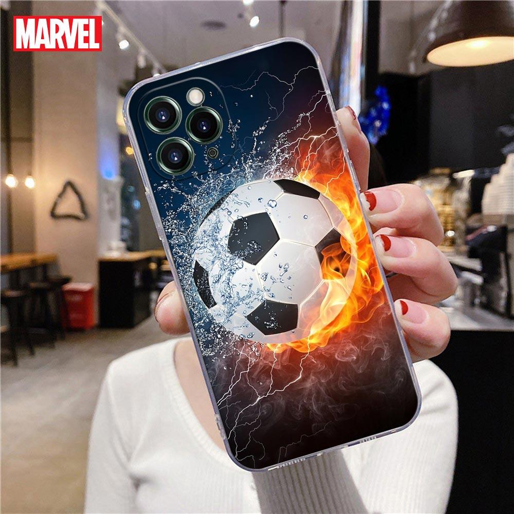 Прозрачный чехол «Футбол» для Apple iPhone 13 12 11 mini Pro Max XS X 7 8 Plus SE 2020, чехол для футбольного мяча Fire Un rayo Balls