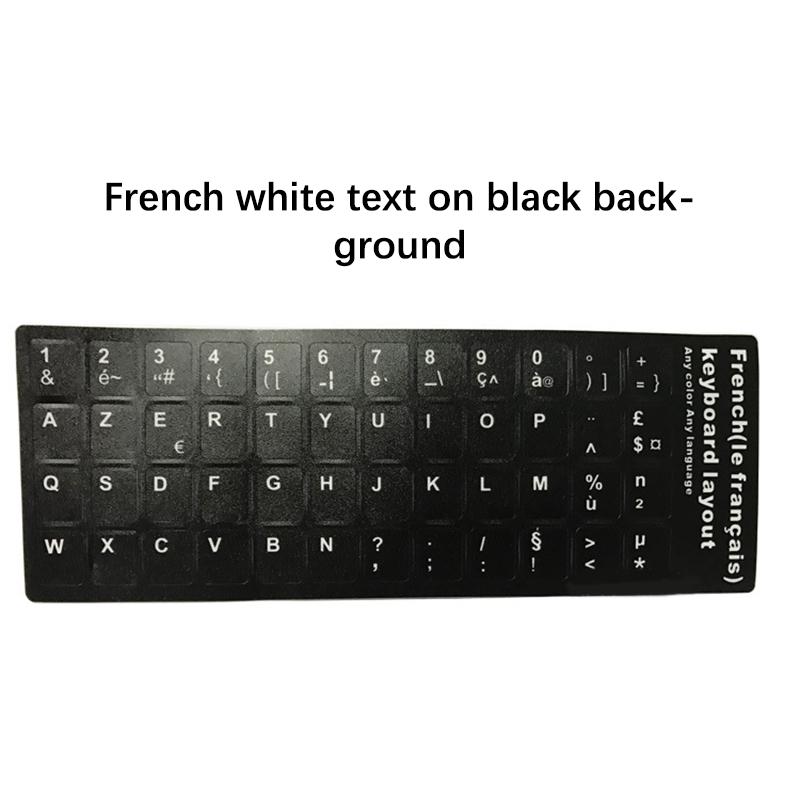 Универсальная самоклеящаяся наклейка на клавиатуру из ПВХ, прочный алфавит, черный фон, белая наклейка с буквами для ноутбука