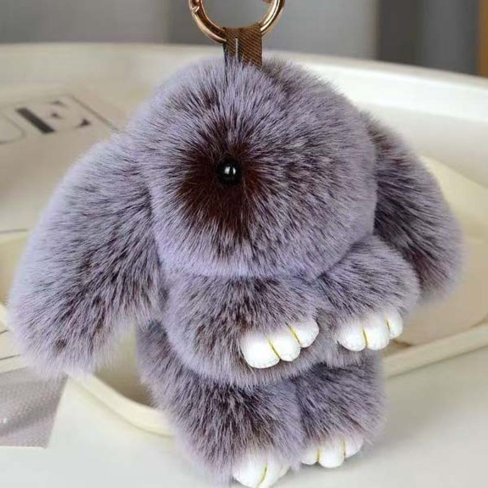 Fluffy Play Dead Rabbit Doll Fashion Plush Rabbit Pendant Rabbit Fur Keychain Women
