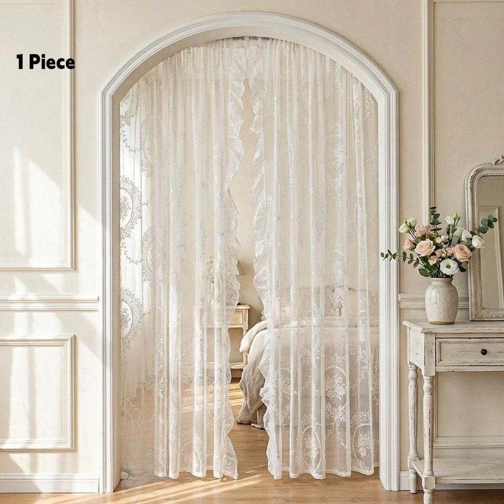 Solid Color Window Curtains French-Style Gauze Curtains Fashion Lace Curtains Home Decoration
