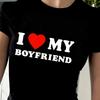 Summer Crop Top Women's Y2k Classic Vintage Print I Love MY BOYFRIEND Pattern Slogan Design Graphic T-Shirt Cool T-Shirt