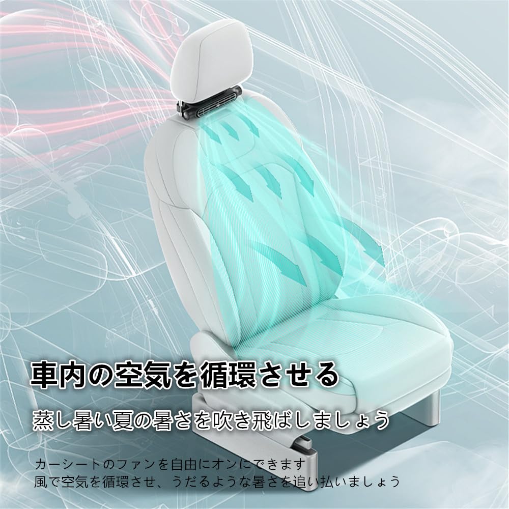 AUSTYLCO Car Rear Fan, Headrest Car Fan, Car USB Fan, Bladeless Fan, Driver Side