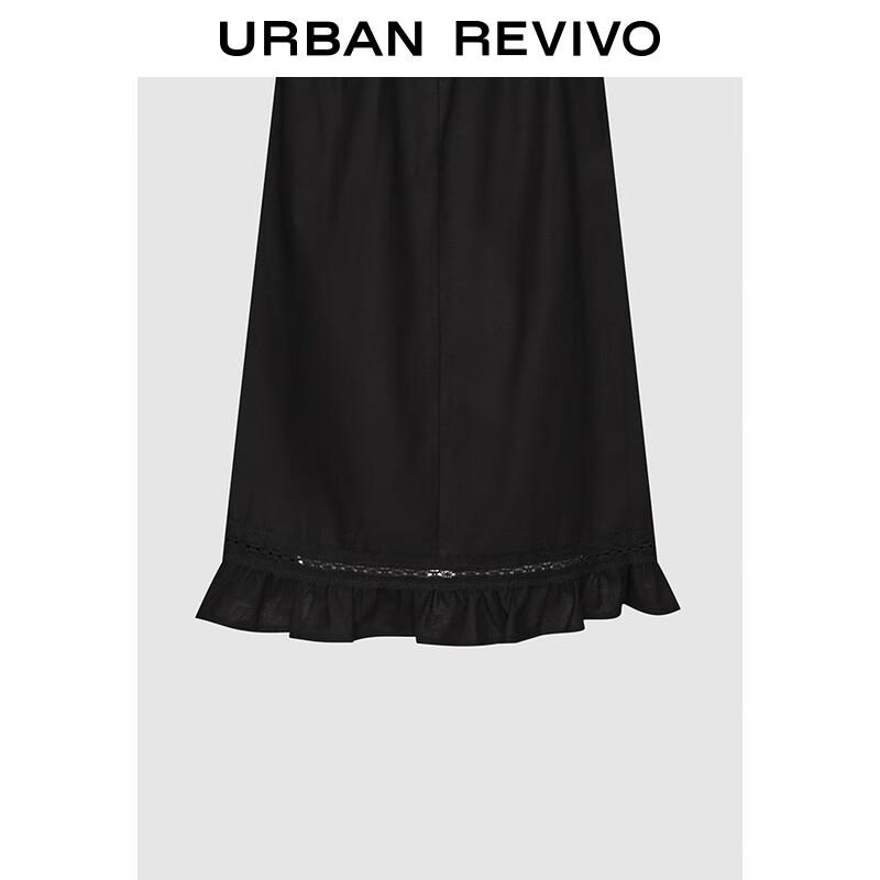 UR 2025 Осень Французское Ретро Платье из Кружева в Лоскутной Технике