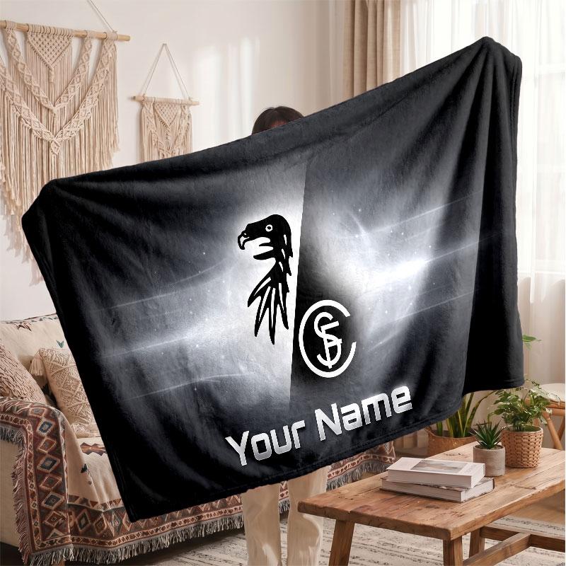 SC Freiburg Personalized Fleece Blanket With Football Logo, Custom Name Text Soft Warm Home Throw Blanket