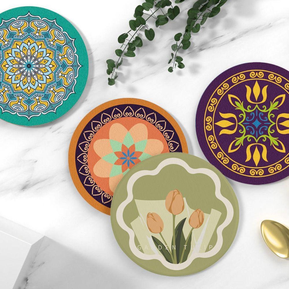 3PCS Anti-oil Heat Insulation Pad Non-slip Coffee Cup Pads Household Table Mat Tulip Coaster Office