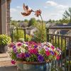 Weatherproof Metal Yard Inserts Wrought Iron Hummingbird Flower Garden Stake, Decorative Art, Art Decorations Anti-Rust Decor Sign for Balcony