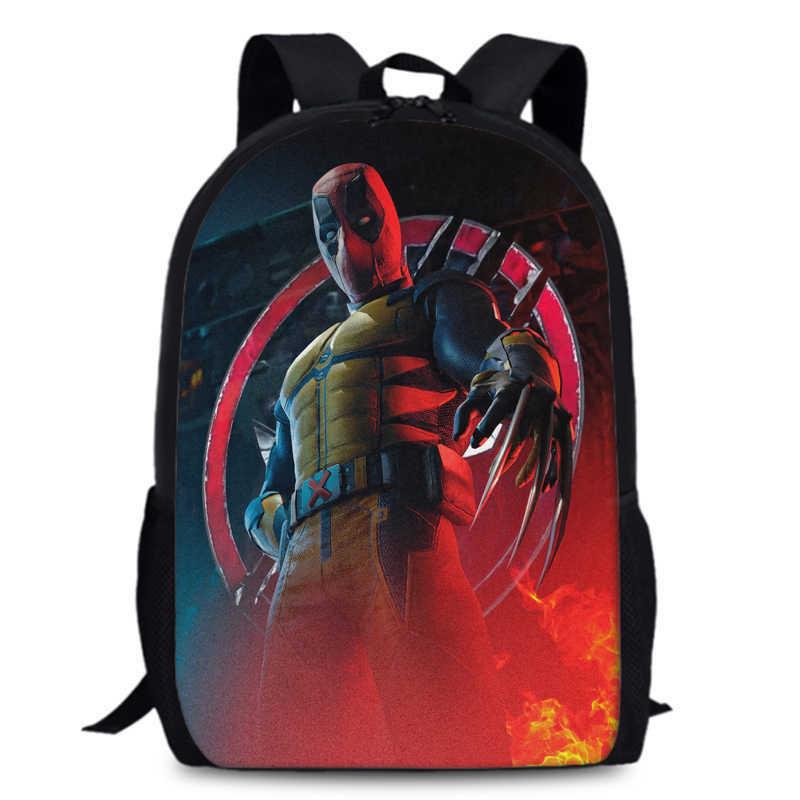 Deadpool Wolverine Backpack 15 Inch Anime Cartoon Schoolbag Lightweight