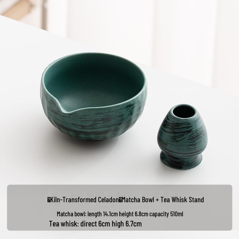 Handmade Japanese Matcha Ceramic Tea Bowl and Bamboo Whisking Tool