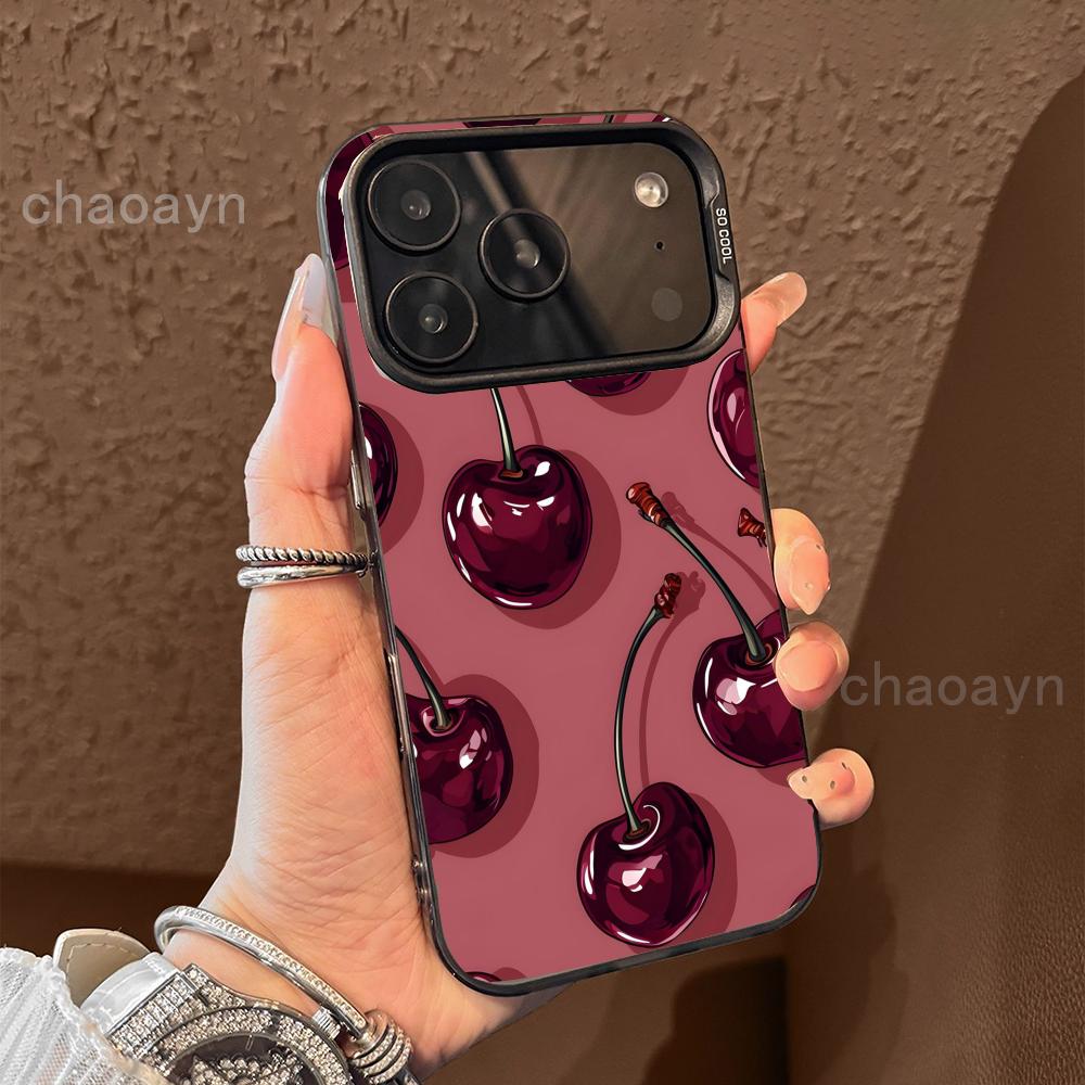 Чехол для телефона с дизайном красной вишни для iPhone17 16 15 14 13 12 11 Pro/ Max/Plus ударопрочная задняя крышка защита от отпечатков пальцев