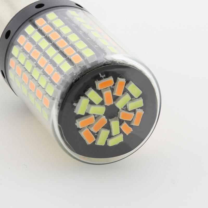 2Pcs 1157 BAY15D LED Light 3014 168SMD White Amber Double Color Switch DRL P21/5W For Car Turn Signal Lamp Reverse Lamp Bulb