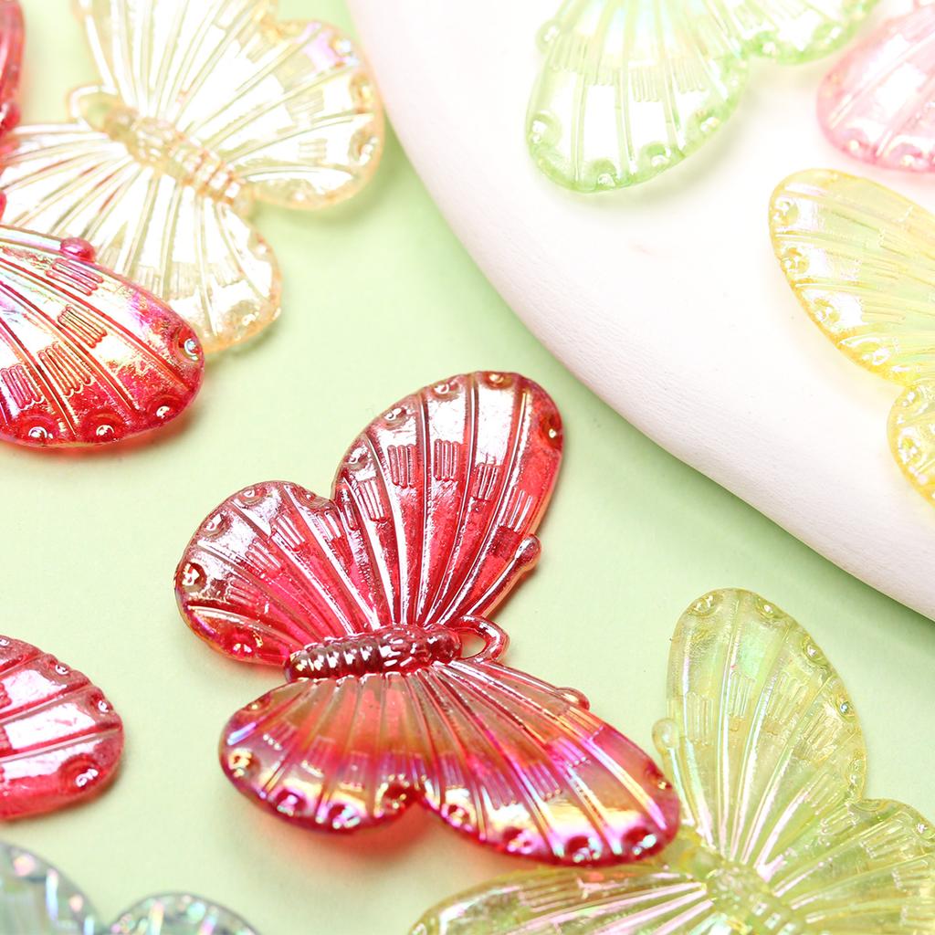 Изготовление браслета из бусин-бабочек ручной работы для ожерелья, материал ручной работы, модные 100 шт., модные ювелирные аксессуары, лазерные красочные