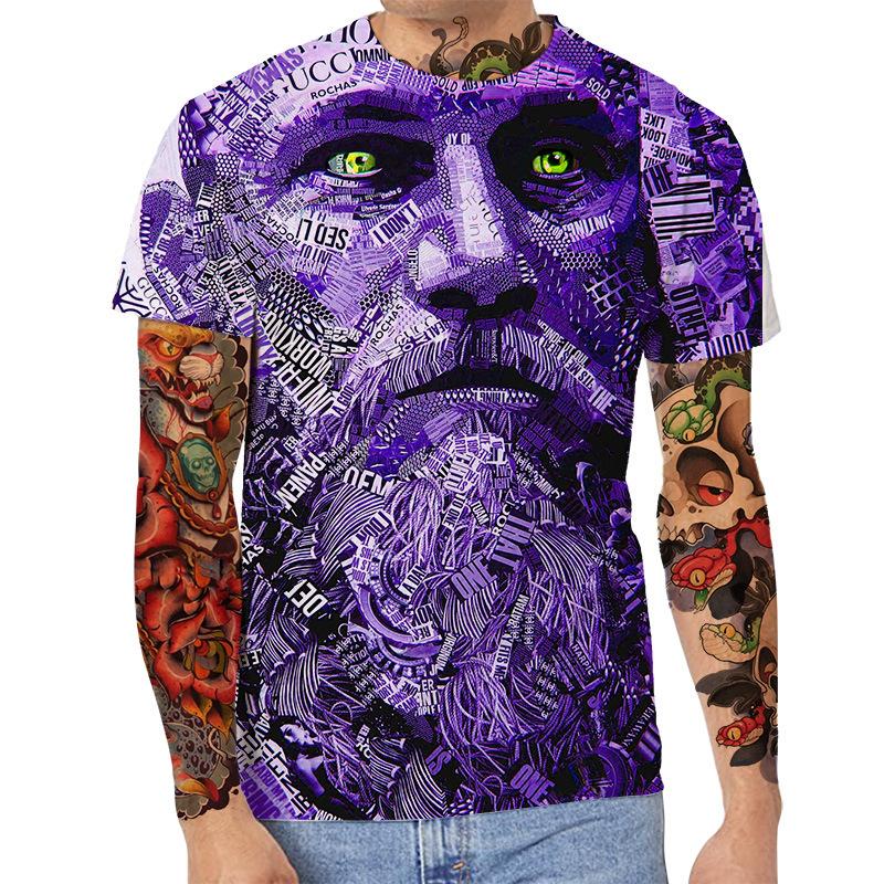 Summer Round Neck 3D Art Print Top Fashionable Casual Short Sleeved Men's T-shirts