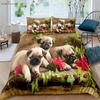Cute and Fun Dog 3d Printed Duvet Cover Duvet Cover Pillowcase 3-piece Set 100% Polyester Machine Wash