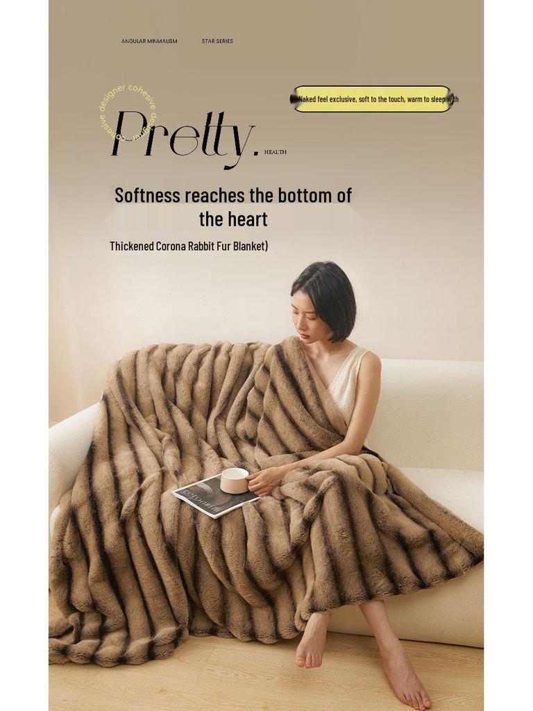 Плотный зимний фланелевый плед класса А - Нап из кроличьего пуха и кораллового флиса для кровати