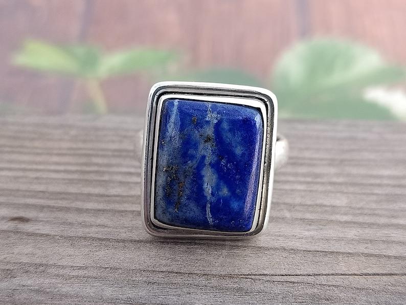 Lapis Lazuli Gemstone Ring, Solid 925 Sterling Silver Ring, Handmade Jewelry, Designer Ring, Unisex Gift, Christmas Jewelry