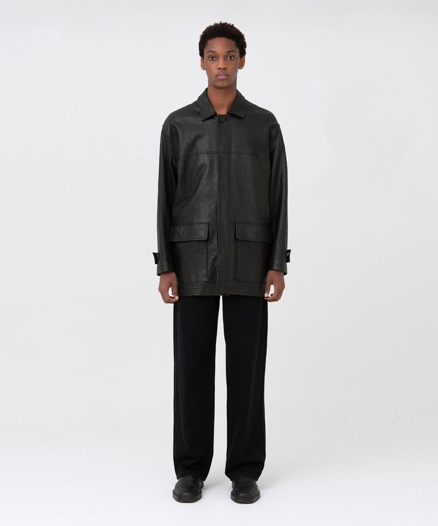 Brownyard Leather Half Coat, Black