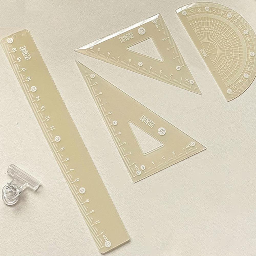 4 шт./набор Утолщенная прямая линейка Прозрачный угольник Многофункциональный набор желе-линеек Мальчики/Девочки