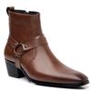 Fashion Man Chelsea Ankle Boots Casual Leather Shoes Western Cowboy Boots Black Brown Zip Wedding Office Dress Shoes Men Motorcycle Boot
