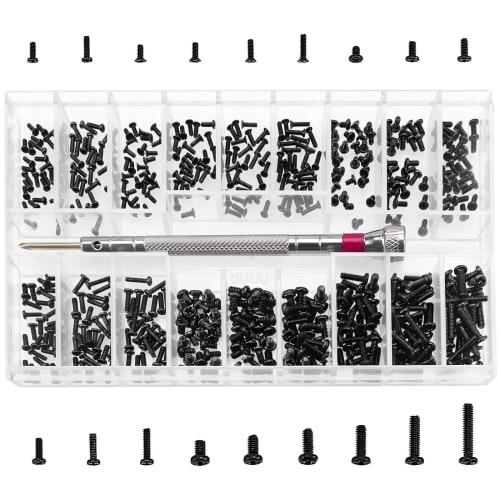 Assorted Miniature Screw Kit, 18 Types, M1.2, M1.4, M2.0, for Glasses and Watches, Includes Storage Case