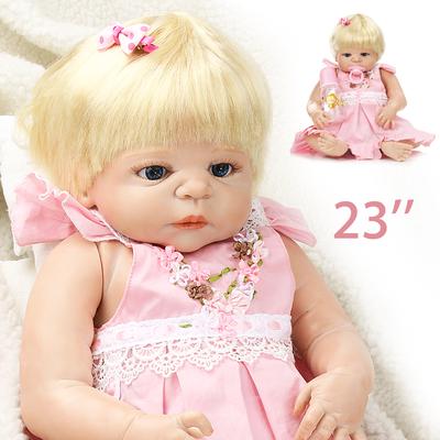 23'' Реборн Силиконовая Ручная Работа Реалистичная Кукла Новорожденного Подарок + Одежда