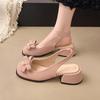 Fashion Hot Selling 2025 Heeled Sandals Women's Female Shoe Square Toe New Open Block Girls Bow Comfort Summer Low Closed Casual Sandal