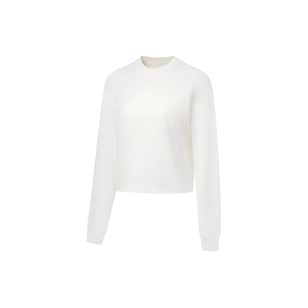 Li Ning однотонная свободная футболка с длинным рукавом женская топы Off-White AHST156-1