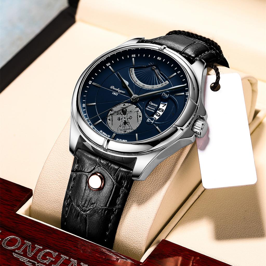 POEDAGAR Новые роскошные мужские часы высшего бренда, мужские водонепроницаемые деловые мужские кварцевые часы