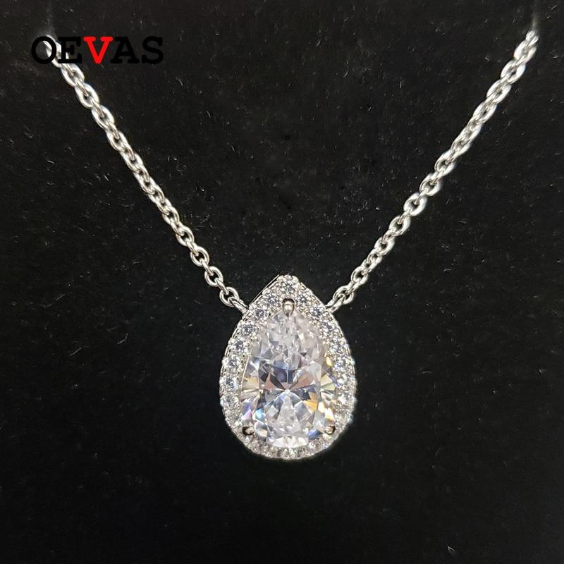 Sparkling 8*12mm Water Drop High Carbon Diamond Bridal Pendant Necklace 100% 925 Sterling Silver Party Fine Jewelry Gifts