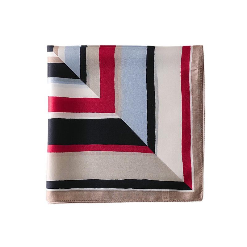 111 silk small square scarf women's spring and summer thin striped mulberry silk scarf versatile simple high-end neck scarf