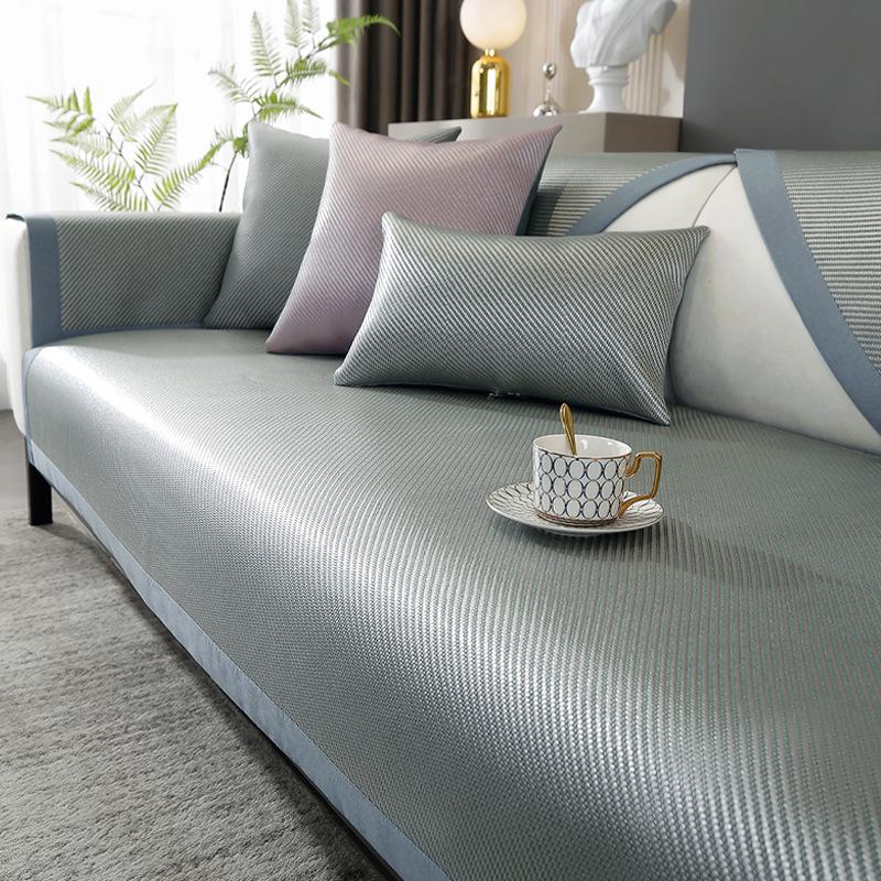 Летняя подушка для дивана из ледяного шелка. Нескользящий летний коврик. Подушка для сиденья. Четыре сезона. Универсальный грязеотталкивающий светильник. Роскошный стиль. Универсальный чехол для дивана.
