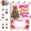 Secret Santa Gift Presenter Holographic Christmas Card Book, 7x5 Spiral Bound Holiday Keepsake Booklet, 10-Page Cheerful Themed Case Greeting