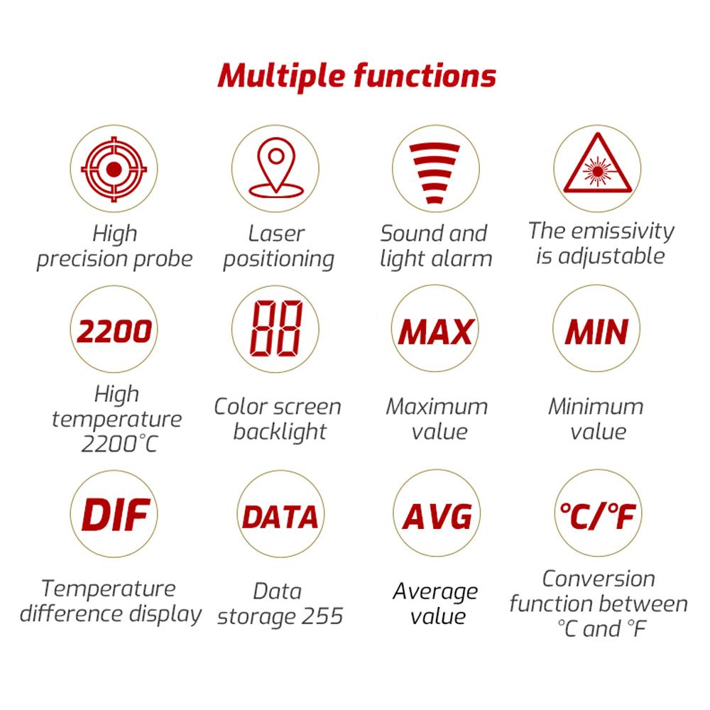 TASI Laser Infrared Thermometer Non-Contact Digital Temperature Machine -32 Celsius ~1080 Celsius  (-26 Fahrenheit ~1976 Fahrenheit ) IR