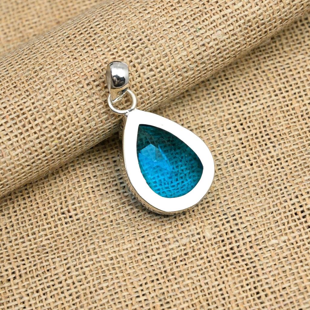 Великолепный синий топаз, драгоценный камень ручной работы, стерлинговое серебро 925 пробы, ювелирный кулон для свадебного подарка