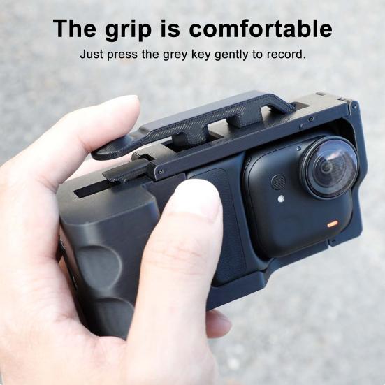 Action Camera Grip Holder for Insta360 Go Ultra Camera Cage Quick Release Mount Holder with Shutter Button Lanyard Action Camera Accessories