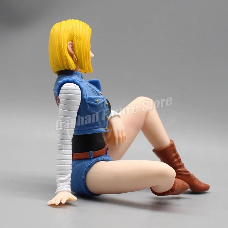 Gk Android 18 Action Figure Statue PVC Lazuli Collection Sitting Position Trunks Figurine Car Ornaments Model Toys