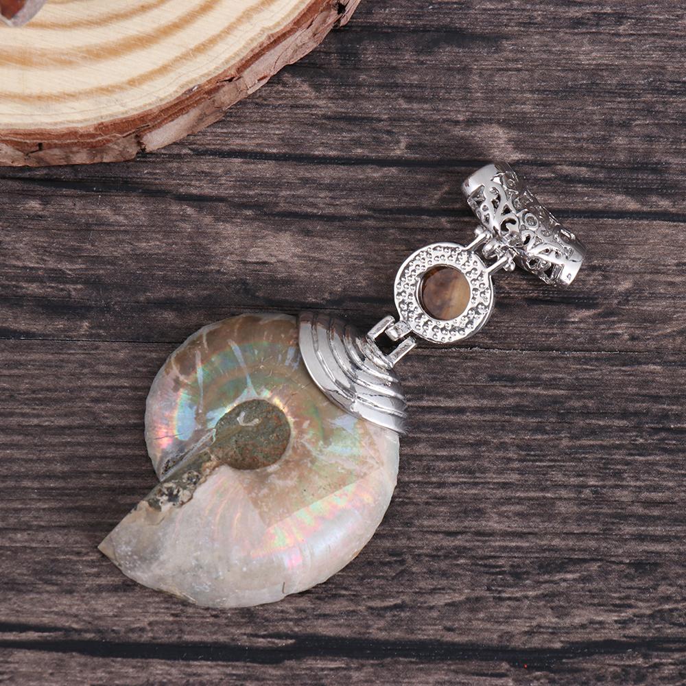 Pattern Tiger Eye Stone Beads Ammonite Fossil Stone Pendant Cabochon Conch Shell Stone Pendant