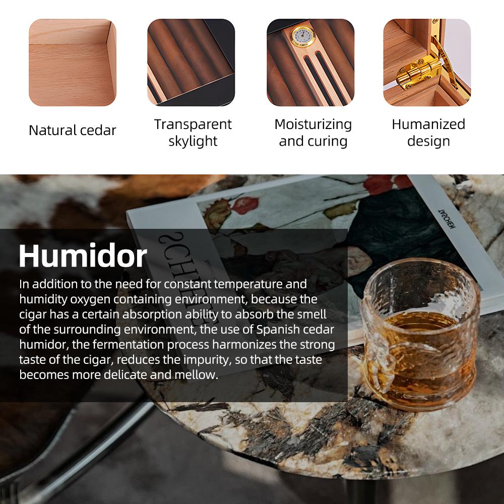 Хьюмидор для хранения сигар, коробка для сигар 10-18, кедровый стеклянный верх, настольный футляр для хранения сигар, хьюмидор с