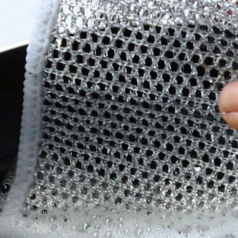 5 шт. Серебряная проволочная губка для мытья посуды, тряпки против жира, бытовые чистящие полотенца, антипригарная салфетка, чистящая сторона