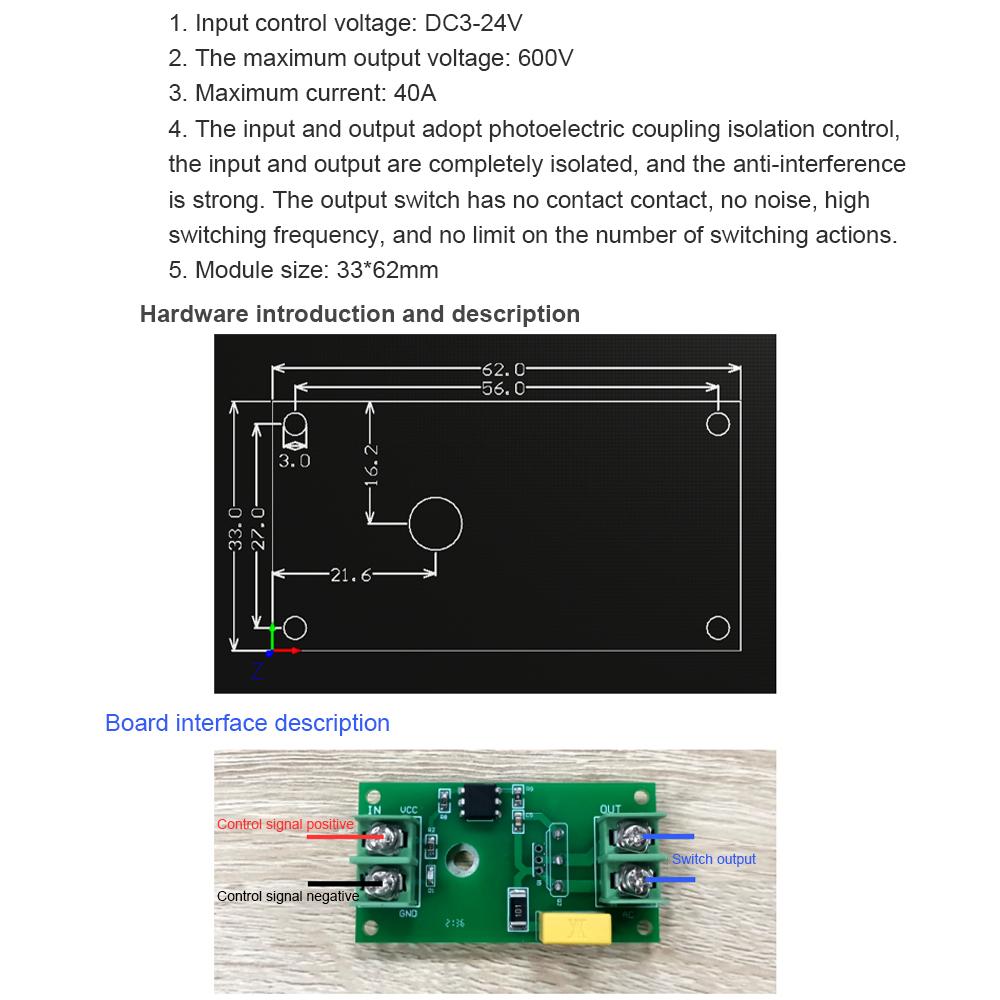 1 Channel DC3-24V Optocoupler Isolation Module Relay Board Adaptive SCR Solid State Relay Switch Module MOS Transistor Output Relays 5