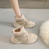 High-top Cotton Shoes Women's 2024 Winter Heightened Thick-soled Warm Board Shoes New Velvet Thickened Casual Sports Dad Shoes