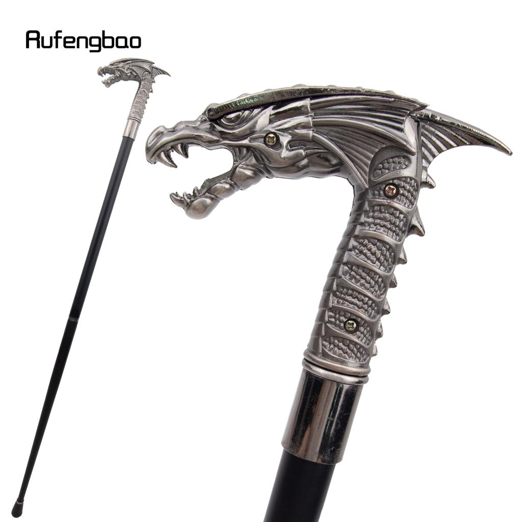 Silver Wing Dragon Head Fashion Walking Stick Decorative Stick Cospaly Vintage Party Fashionable Cosplay Cane Crosier 91cm