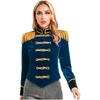 Womens Circus Ringmaster Costume Halloween Cosplay Stand Collar Fringed Shoulder Board Velvet Jacket