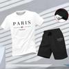 Летний Повседневный Спортивный Костюм для Бега Streetwear 2026 Горячая Распродажа Мужской Спортивный Костюм Модная Футболка с Принтом Paris и Шорты